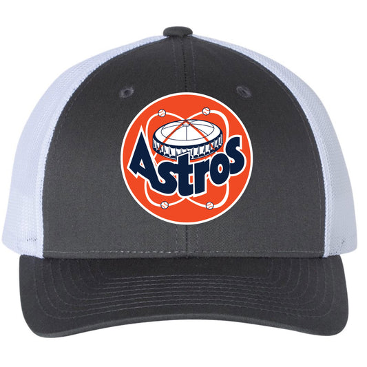 Astros Retro Astrodome 3D Snapback Trucker Hat- Charcoal/ White - Ten Gallon Hat Co.