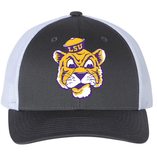 LSU Sailor Mike 3D Snapback Trucker Hat- Charcoal/ White - Ten Gallon Hat Co.