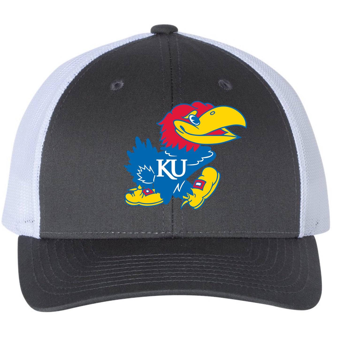 Kansas Jayhawks 3D Snapback Trucker Hat- Charcoal/ White - Ten Gallon Hat Co.