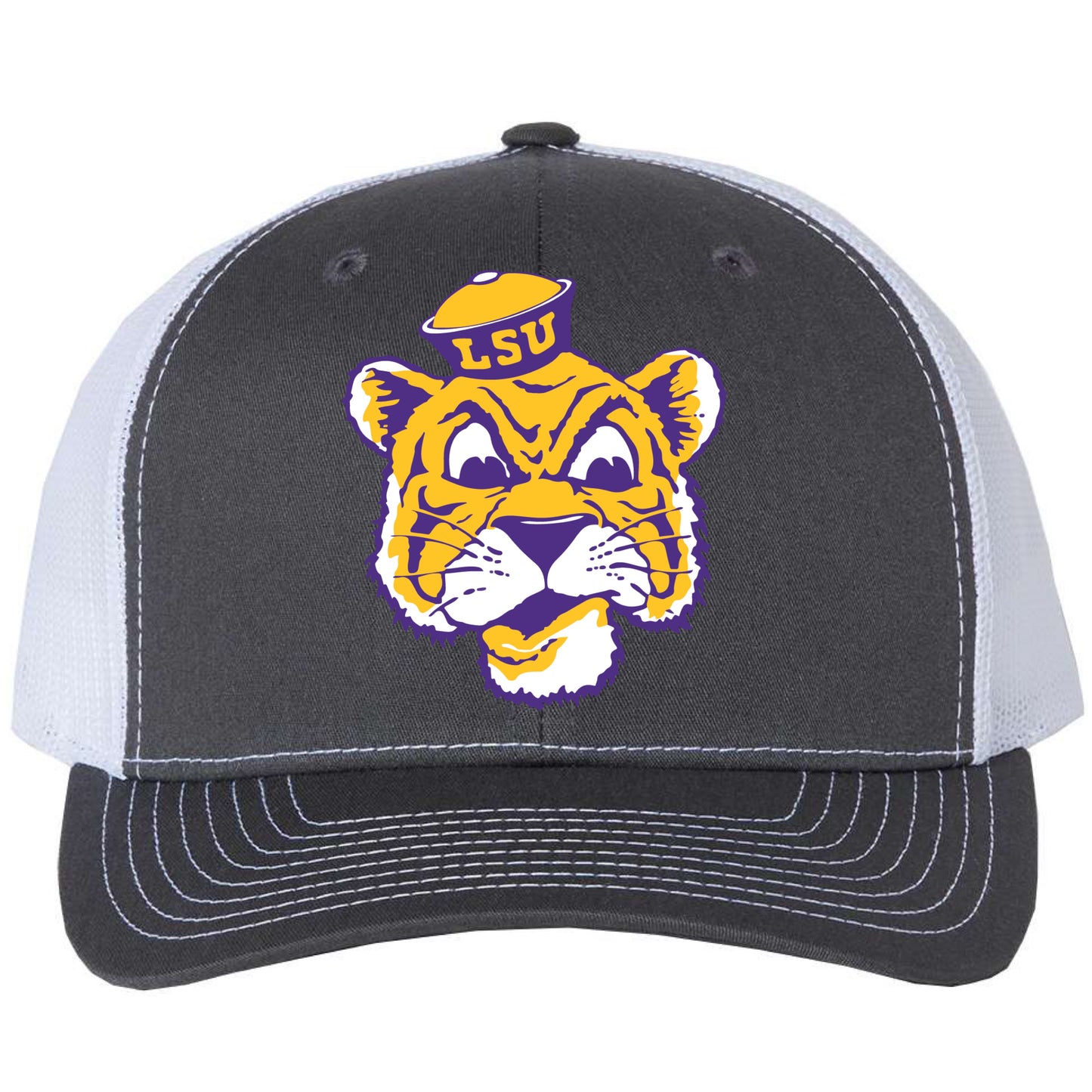 LSU Sailor Mike 3D Snapback Trucker Hat- Charcoal/ White - Ten Gallon Hat Co.