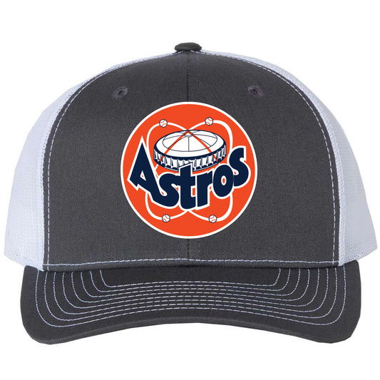 Astros Retro Astrodome 3D Snapback Trucker Hat- Charcoal/ White - Ten Gallon Hat Co.