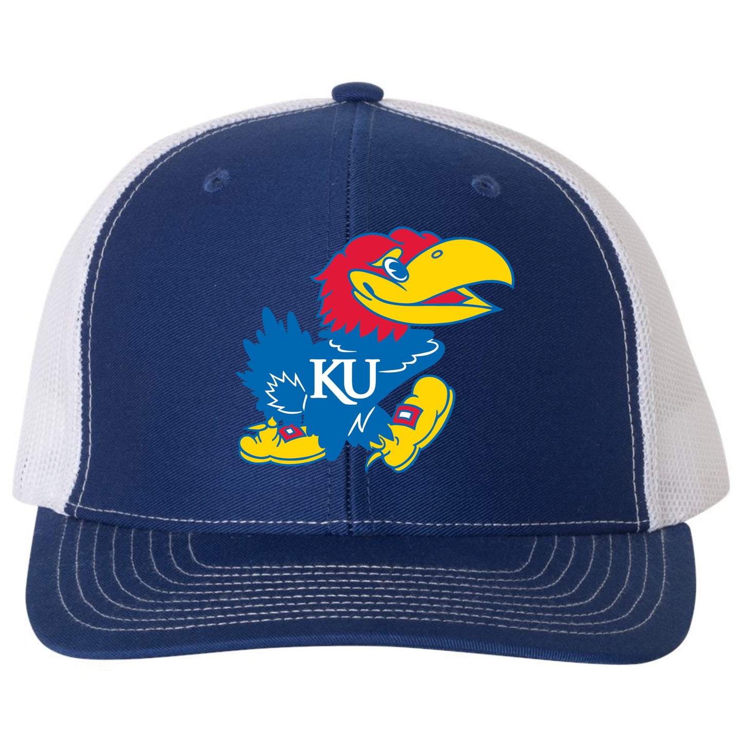 Kansas Jayhawks Classic 3D Snapback Trucker Hat- Royal/ White - Ten Gallon Hat Co.