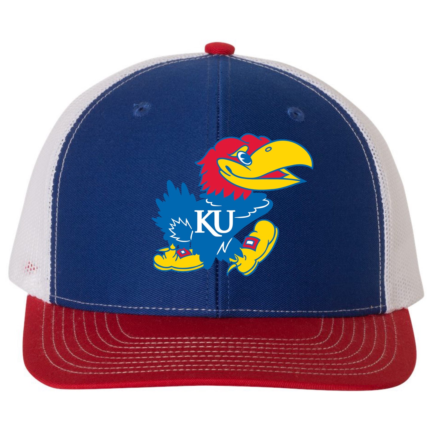 Kansas Jayhawks Classic 3D Snapback Trucker Hat- Royal/ White/ Red - Ten Gallon Hat Co.