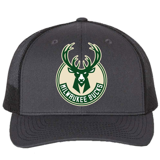 Milwaukee Bucks 3D Snapback Trucker Hat- Charcoal/ Black - Ten Gallon Hat Co.