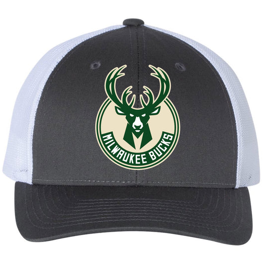 Milwaukee Bucks 3D PVC Patch Hat- Charcoal/ White - Ten Gallon Hat Co.