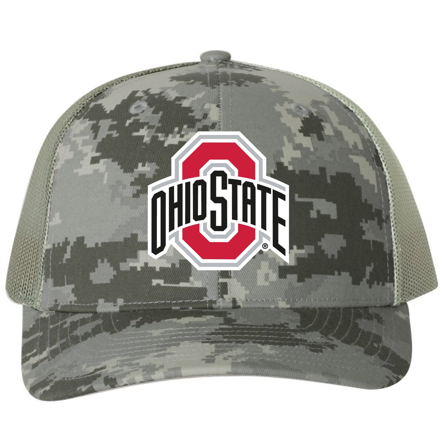 Ohio State Buckeyes 3D Patterned Snapback Trucker Hat- Military Digital Camo - Ten Gallon Hat Co.