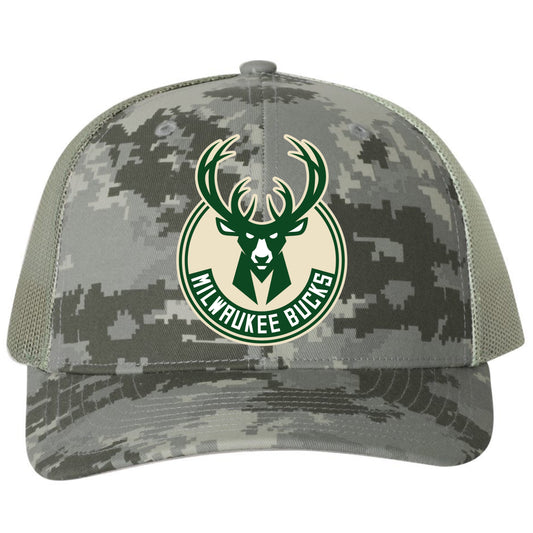Milwaukee Bucks 3D Patterned Snapback Trucker Hat- Military Digital Camo - Ten Gallon Hat Co.