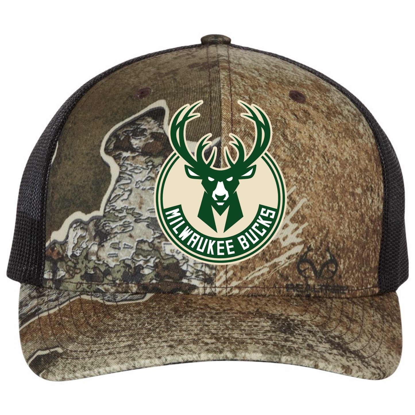 Milwaukee Bucks 3D Patterned Snapback Trucker Hat- Realtree Excape/ Black - Ten Gallon Hat Co.