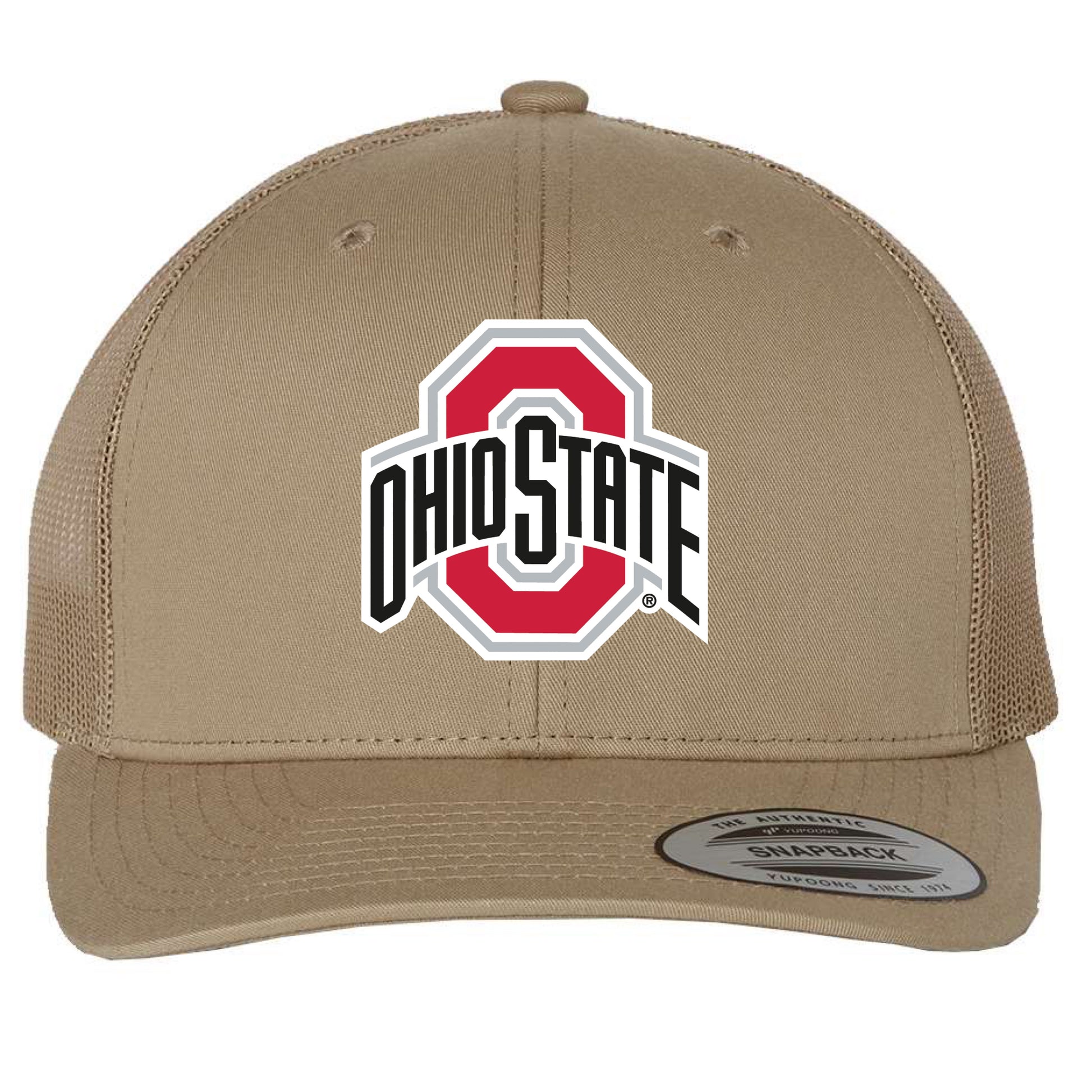 Ohio State Buckeyes 3D YP Snapback Trucker Hat- Khaki - Ten Gallon Hat Co.