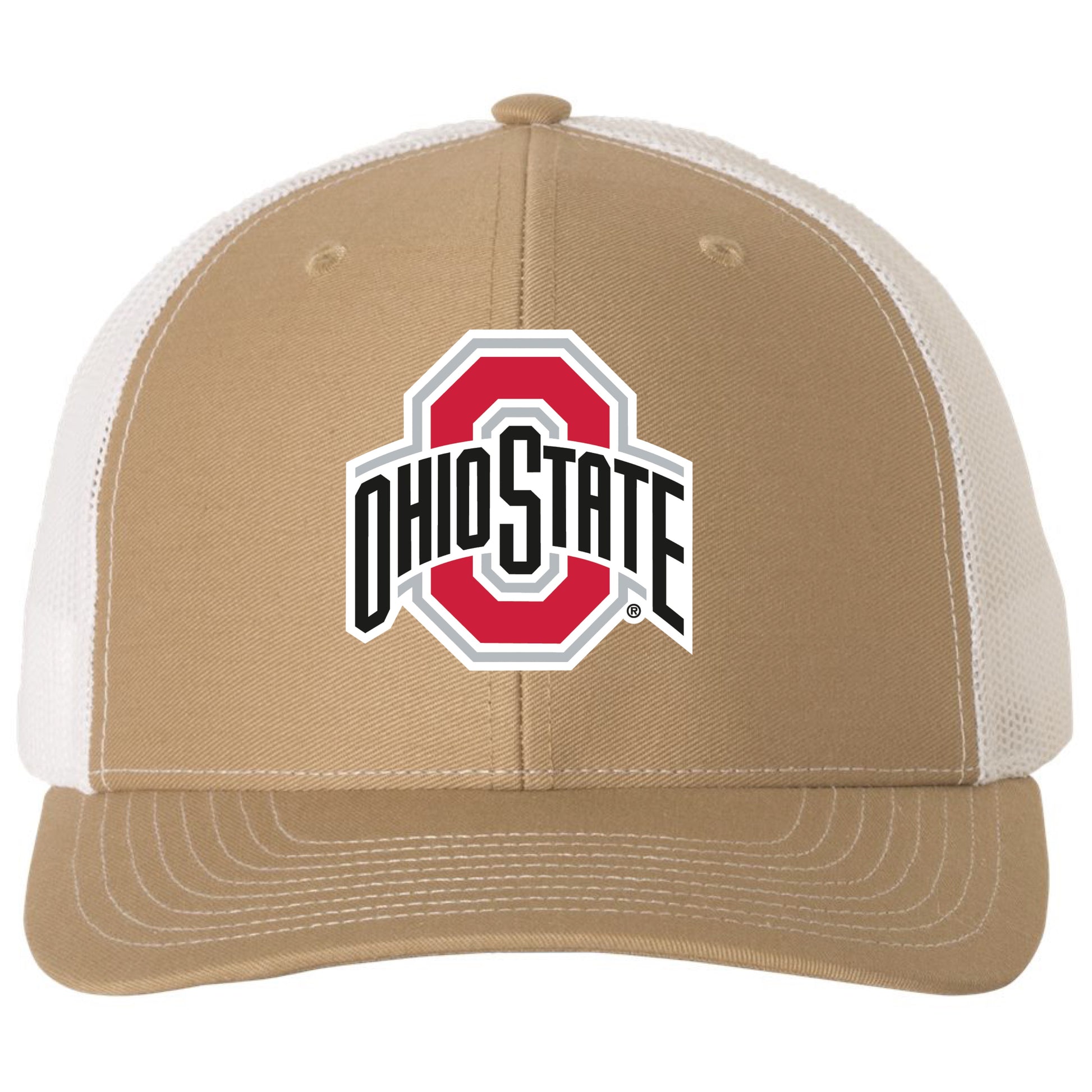 Ohio State Buckeyes 3D PVC Patch Hat- Khaki/ White - Ten Gallon Hat Co.