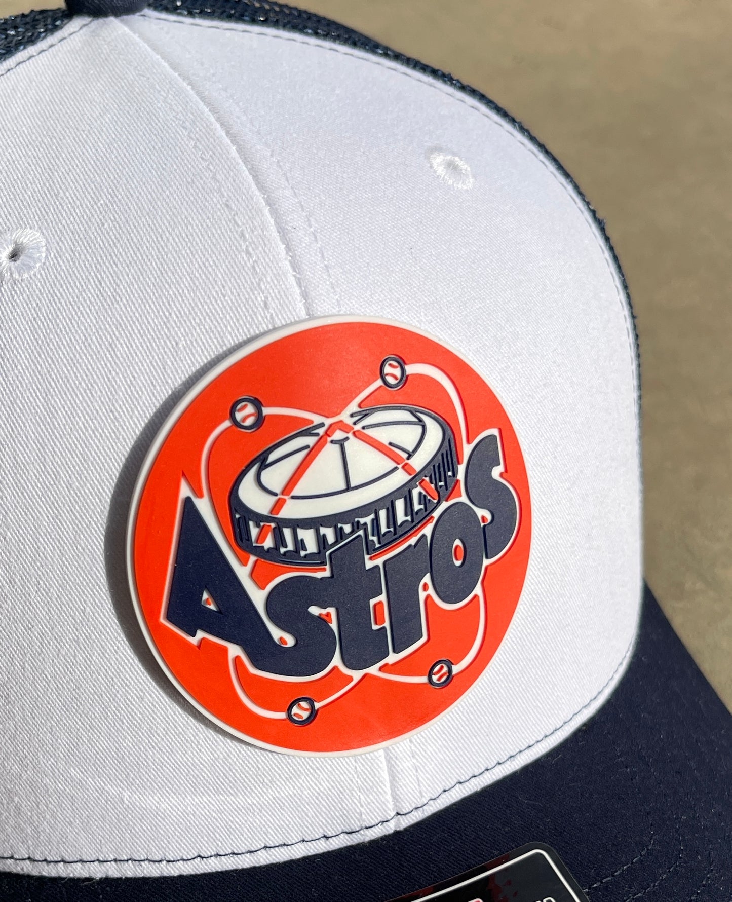 Astros Retro Astrodome 3D PVC Patch Wool Blend Flat Bill Hat- Heather Charcoal/ White - Ten Gallon Hat Co.