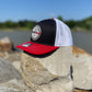 AT4 3D Topo Snapback Trucker Hat- Black/ White/ Red - Ten Gallon Hat Co.