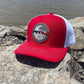 AT4 3D Topo Twill Back Trucker Hat- Red/ White - Ten Gallon Hat Co.