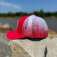 AT4 3D Topo Patterned Mesh Snapback Trucker Hat- Red/ Red to White Fade - Ten Gallon Hat Co.