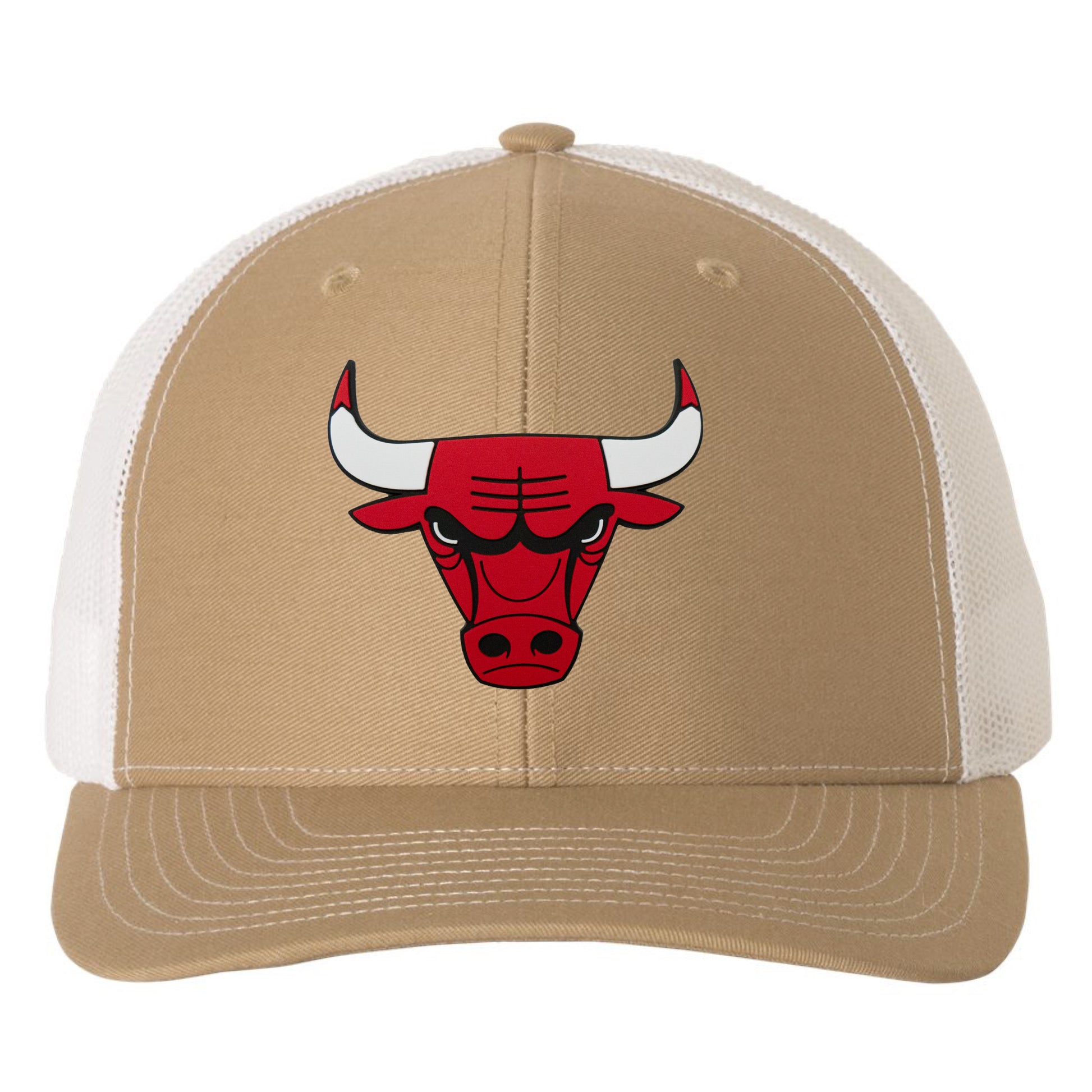 Chicago Bulls 3D PVC Patch Hat- Khaki/ White - Ten Gallon Hat Co.