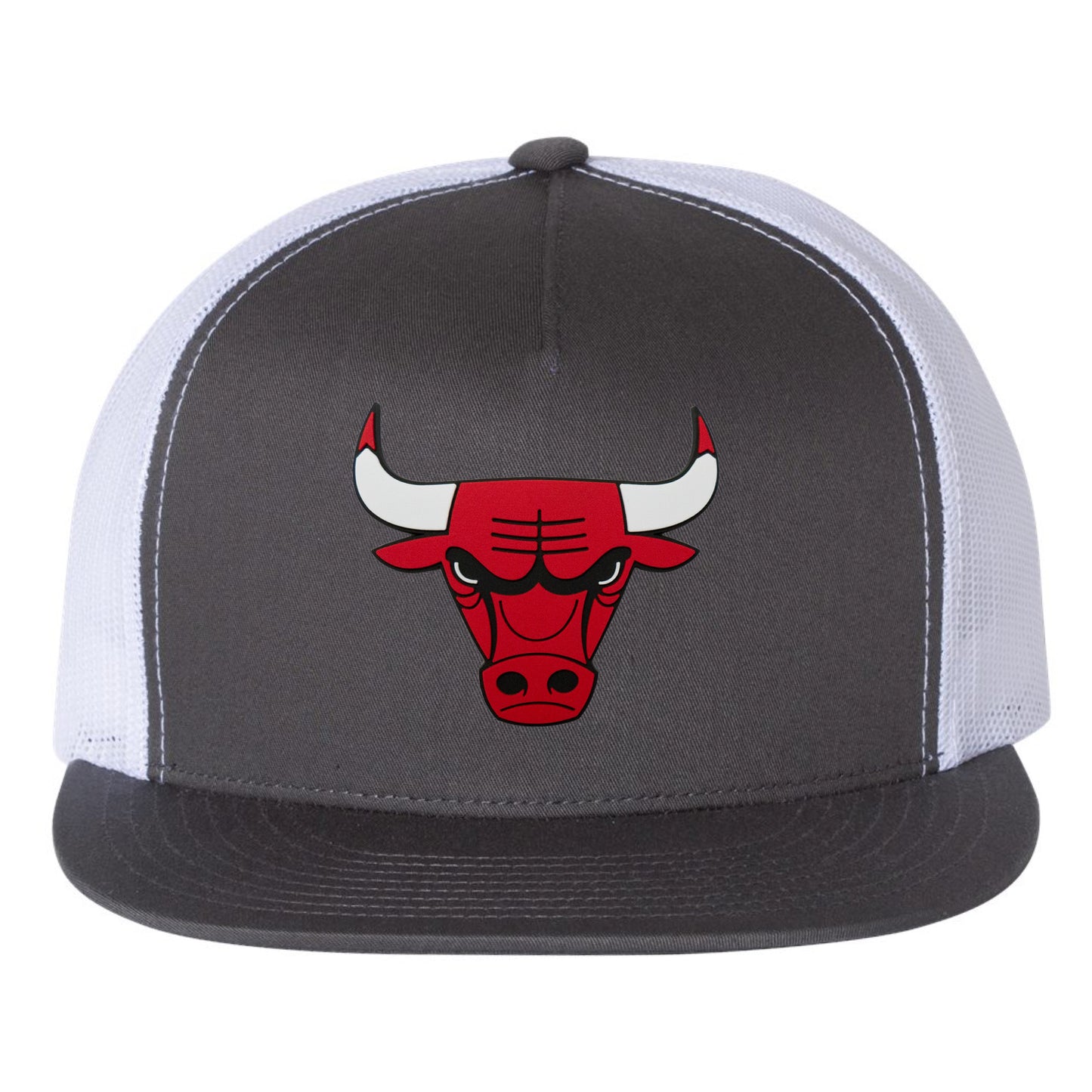 Chicago Bulls YP Snapback Flat Bill Trucker Hat- Charcoal/ White - Ten Gallon Hat Co.