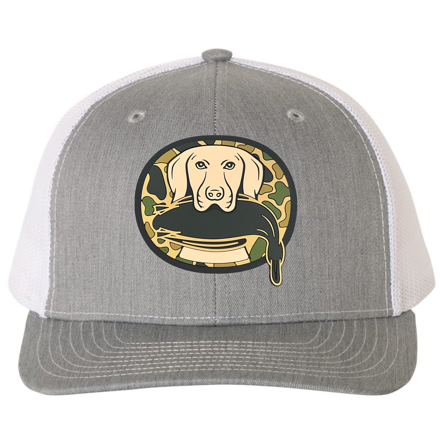 Just Retrievin' - T.G.H.C Original Duck Hunting 3D PVC Patch Hat- Heather Grey/ White - Ten Gallon Hat Co.