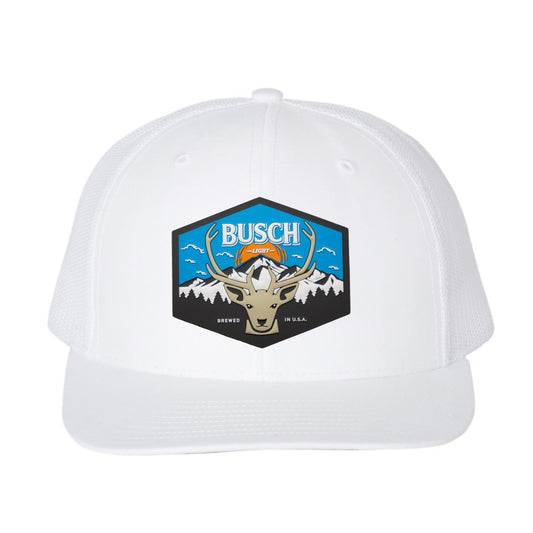 Busch Light Mountain Escape 3D YP Snapback Trucker Hat- White - Ten Gallon Hat Co.