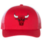 Chicago Bulls 3D Patterned Mesh Snapback Trucker Hat- Red/ Red to White Fade - Ten Gallon Hat Co.