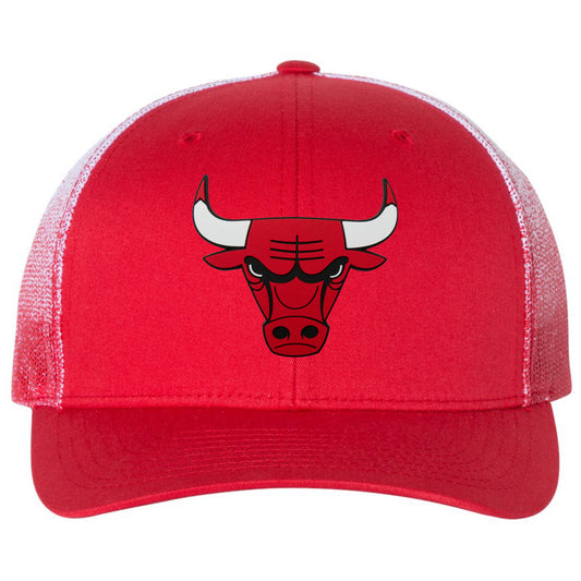 Chicago Bulls 3D Patterned Mesh Snapback Trucker Hat- Red/ Red to White Fade - Ten Gallon Hat Co.