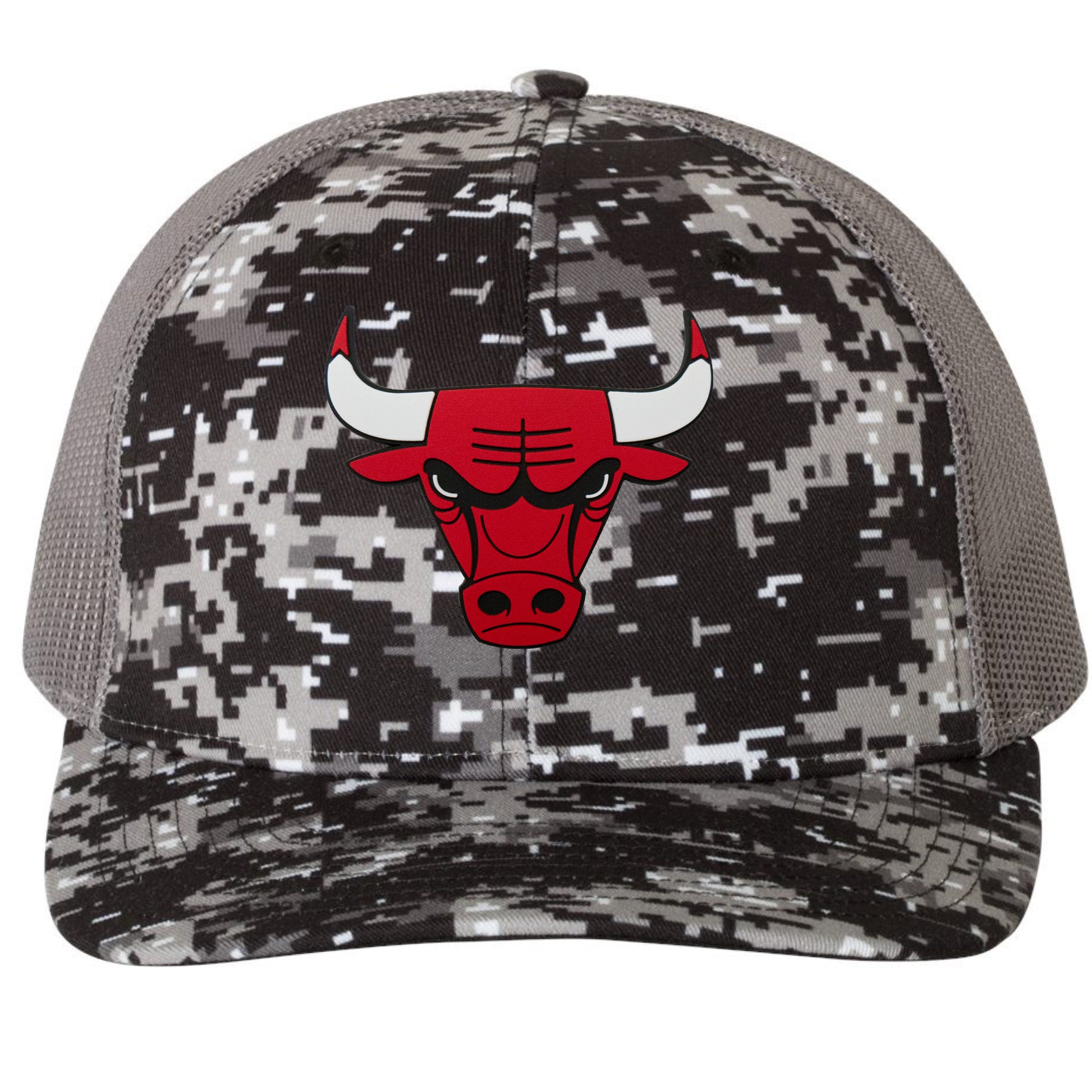Chicago Bulls 3D Patterned Snapback Trucker Hat- Black Digital Camo - Ten Gallon Hat Co.
