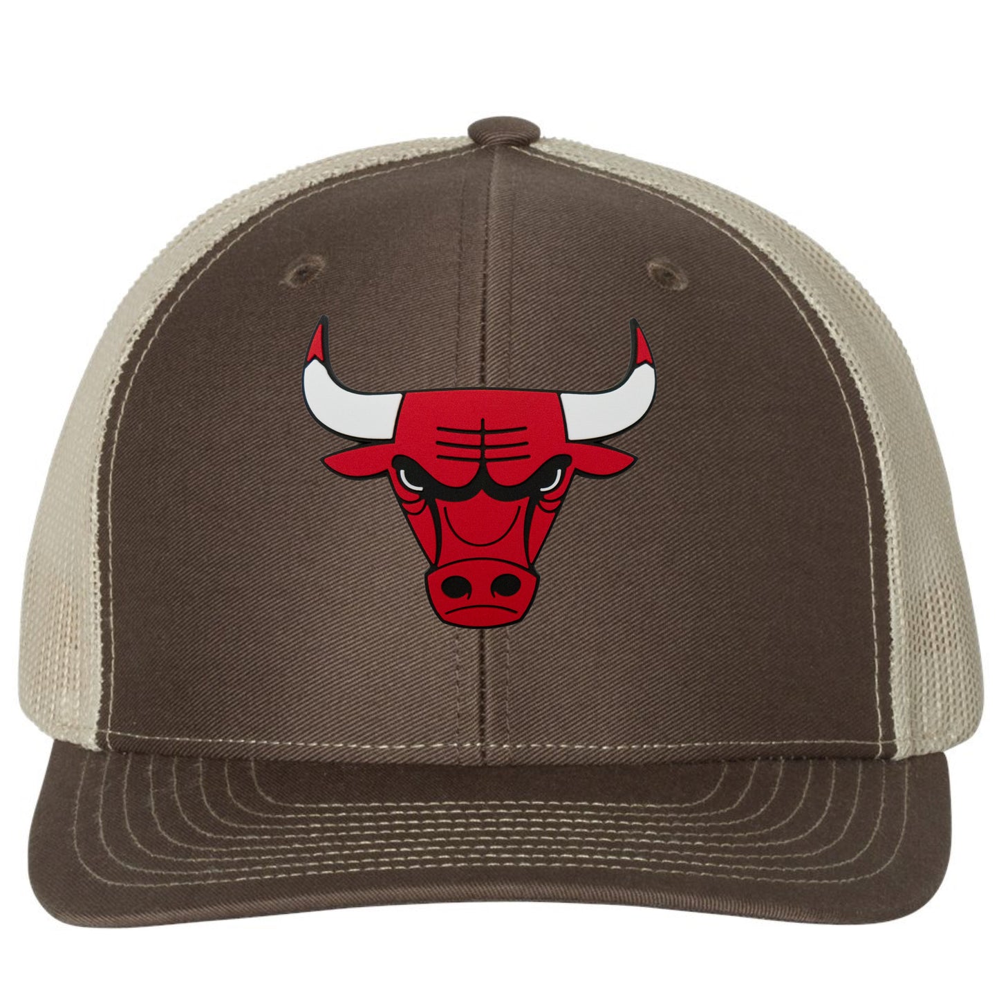 Chicago Bulls 3D Patch Snapback Trucker Hat- Brown/ Khaki - Ten Gallon Hat Co.