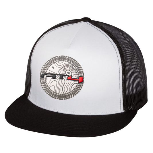 AT4 3D YP Snapback Flat Bill Trucker Hat- White/ Black - Ten Gallon Hat Co.