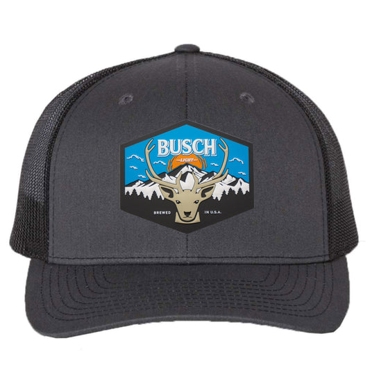 Busch Light Mountain Escape 3D YP Snapback Trucker Hat- Charcoal/ Black - Ten Gallon Hat Co.