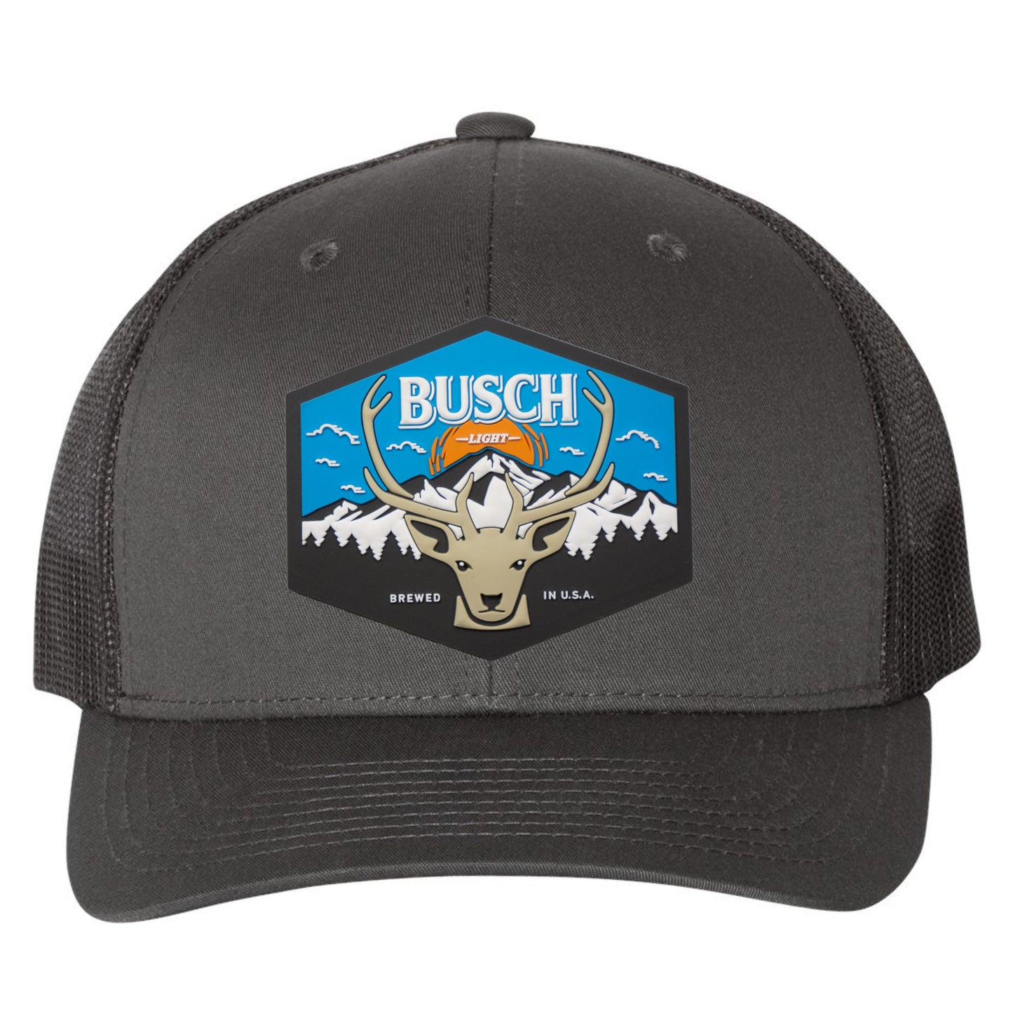 Busch Light Mountain Escape 3D Snapback Trucker Hat- Charcoal/ Black - Ten Gallon Hat Co.