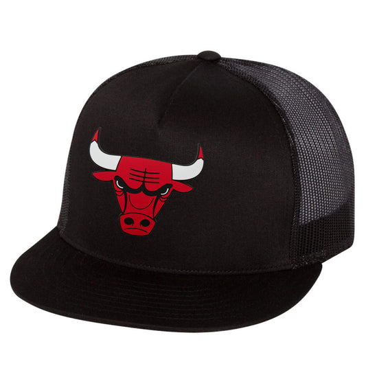 Chicago Bulls YP Snapback Flat Bill Trucker Hat- Black - Ten Gallon Hat Co.