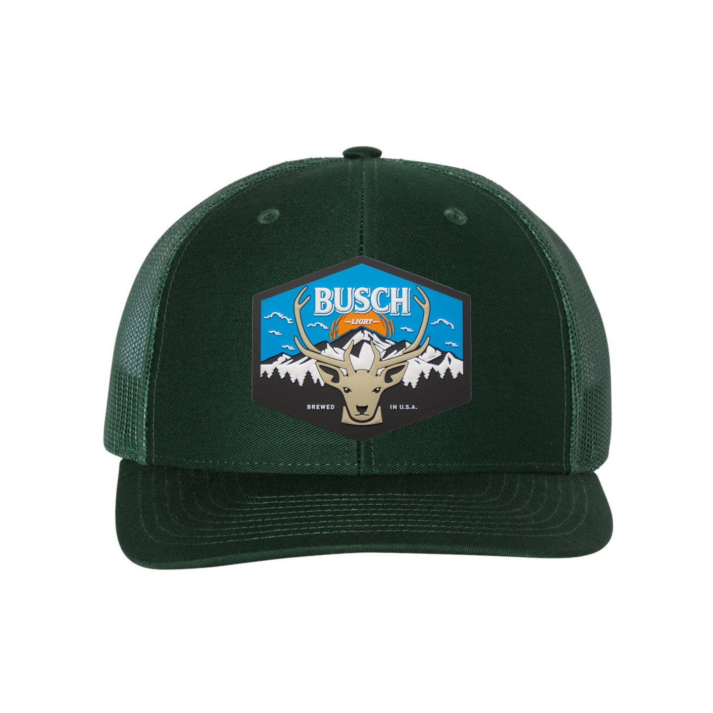 Busch Light Mountain Escape 3D PVC Patch Hat- Dark Green - Ten Gallon Hat Co.