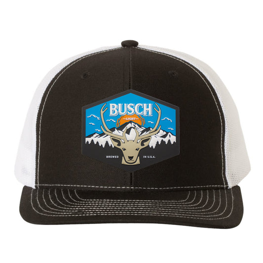 Busch Light Mountain Escape YP Snapback Trucker Hat- Black/ White - Ten Gallon Hat Co.