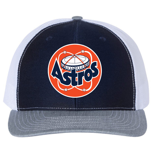 Astros Retro Astrodome Classic 3D Snapback Trucker Hat- Navy/ White/ Heather Grey - Ten Gallon Hat Co.