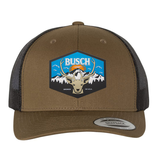 Busch Light Mountain Escape 3D YP Snapback Trucker Hat- Coyote Brown/ Black - Ten Gallon Hat Co.