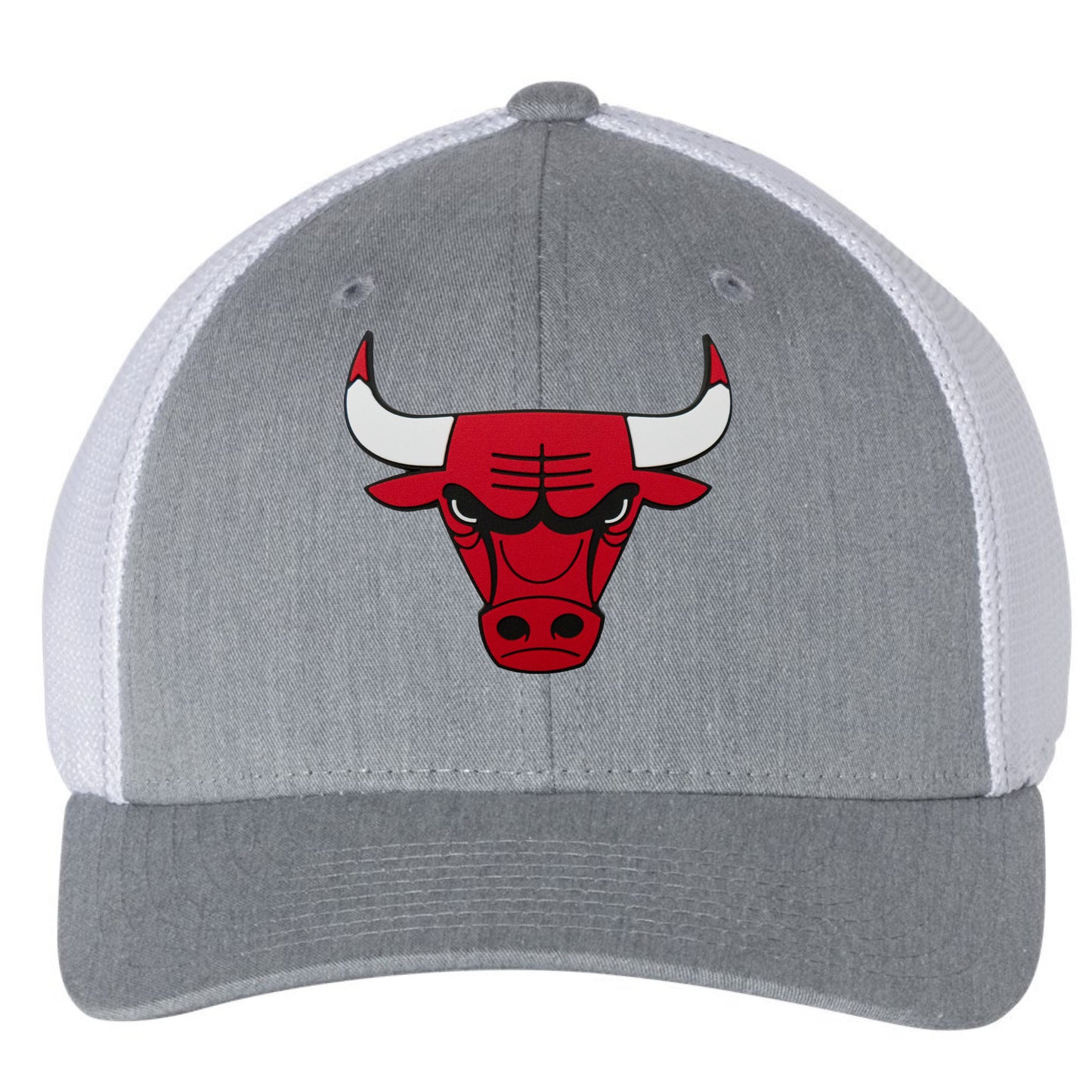 Chicago Bulls 3D Fitted Trucker with R-Flex- Heather Grey/ White - Ten Gallon Hat Co.