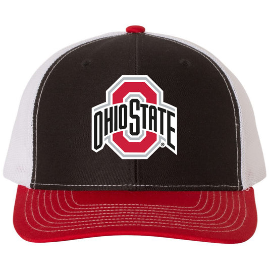 Ohio State Buckeyes 3D PVC Patch Hat- Black/ White/ Red - Ten Gallon Hat Co.