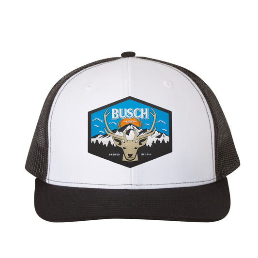 Busch Light Mountain Escape 3D YP Snapback Trucker Hat- White/ Black - Ten Gallon Hat Co.