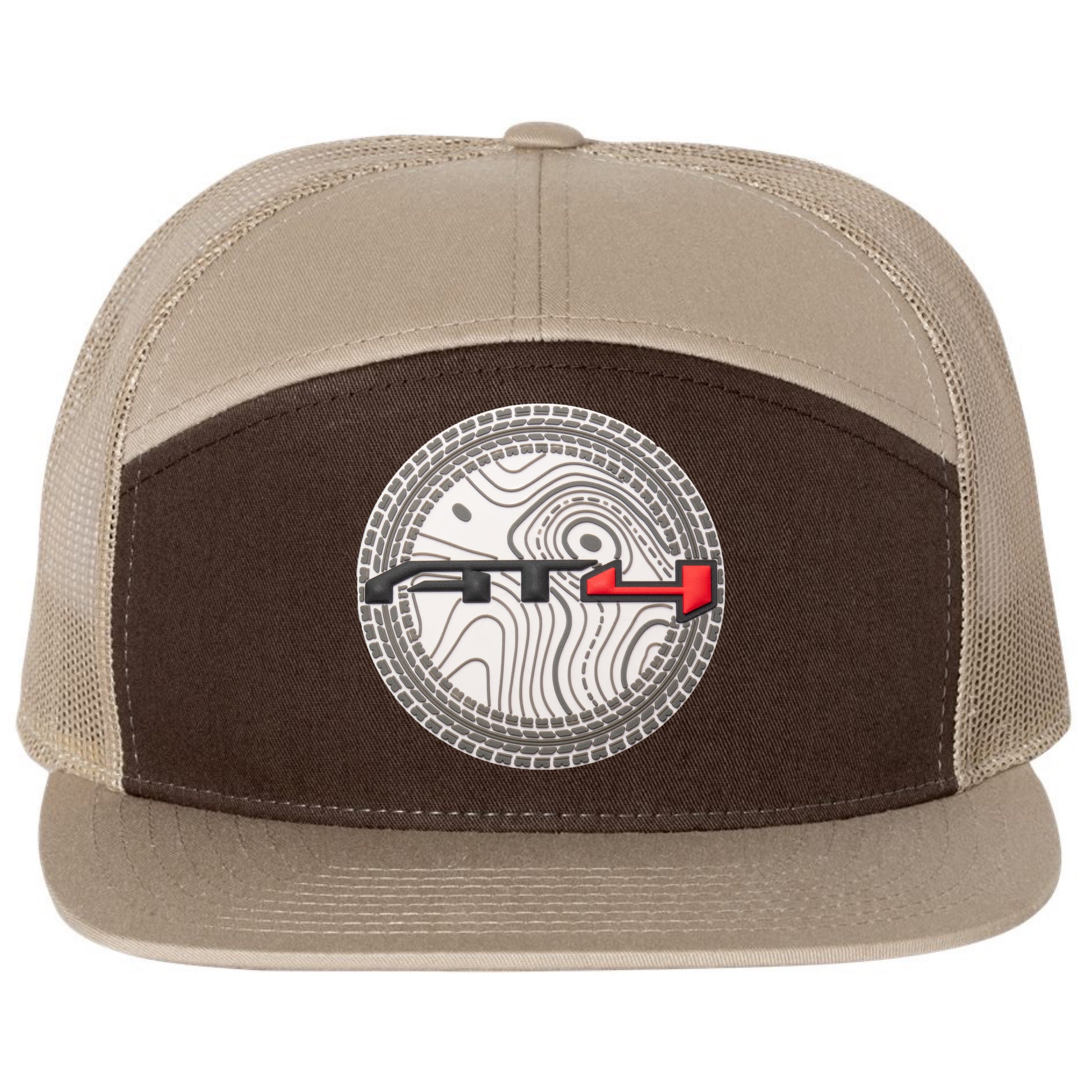 AT4 3D Snapback Seven-Panel Trucker Hat- Brown/ Khaki - Ten Gallon Hat Co.