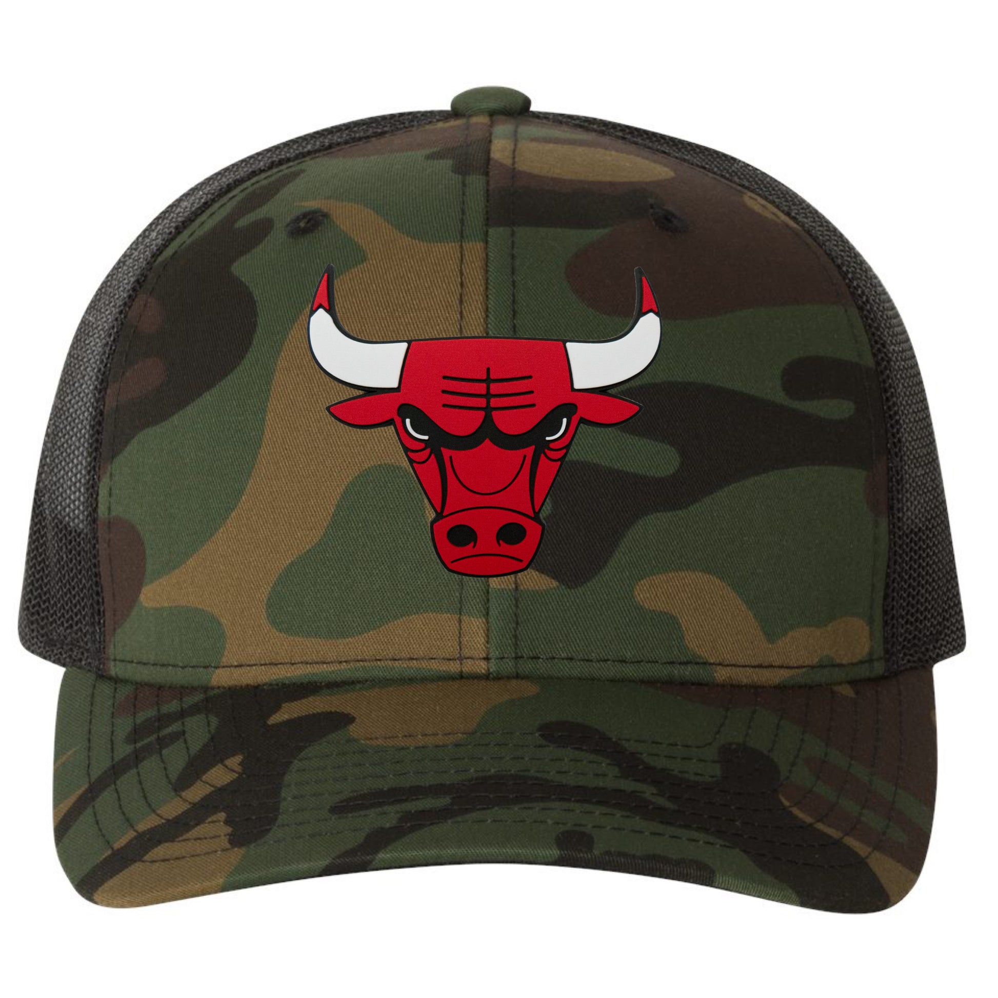 Chicago Bulls 3D YP Snapback Trucker Hat- Army Camo/ Black - Ten Gallon Hat Co.