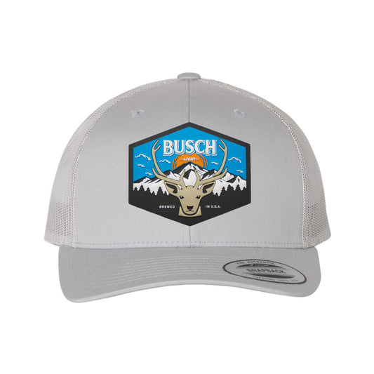 Busch Light Mountain Escape 3D Classic YP Snapback Trucker Hat- Silver - Ten Gallon Hat Co.