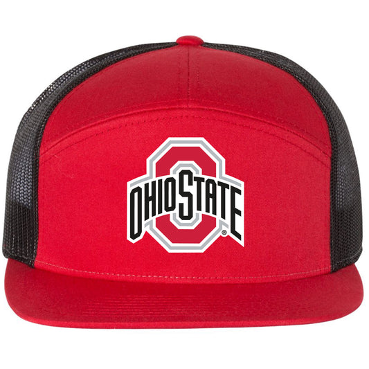 Ohio State Buckeyes 3D Snapback Seven-Panel Trucker Hat- Red/ Black - Ten Gallon Hat Co.