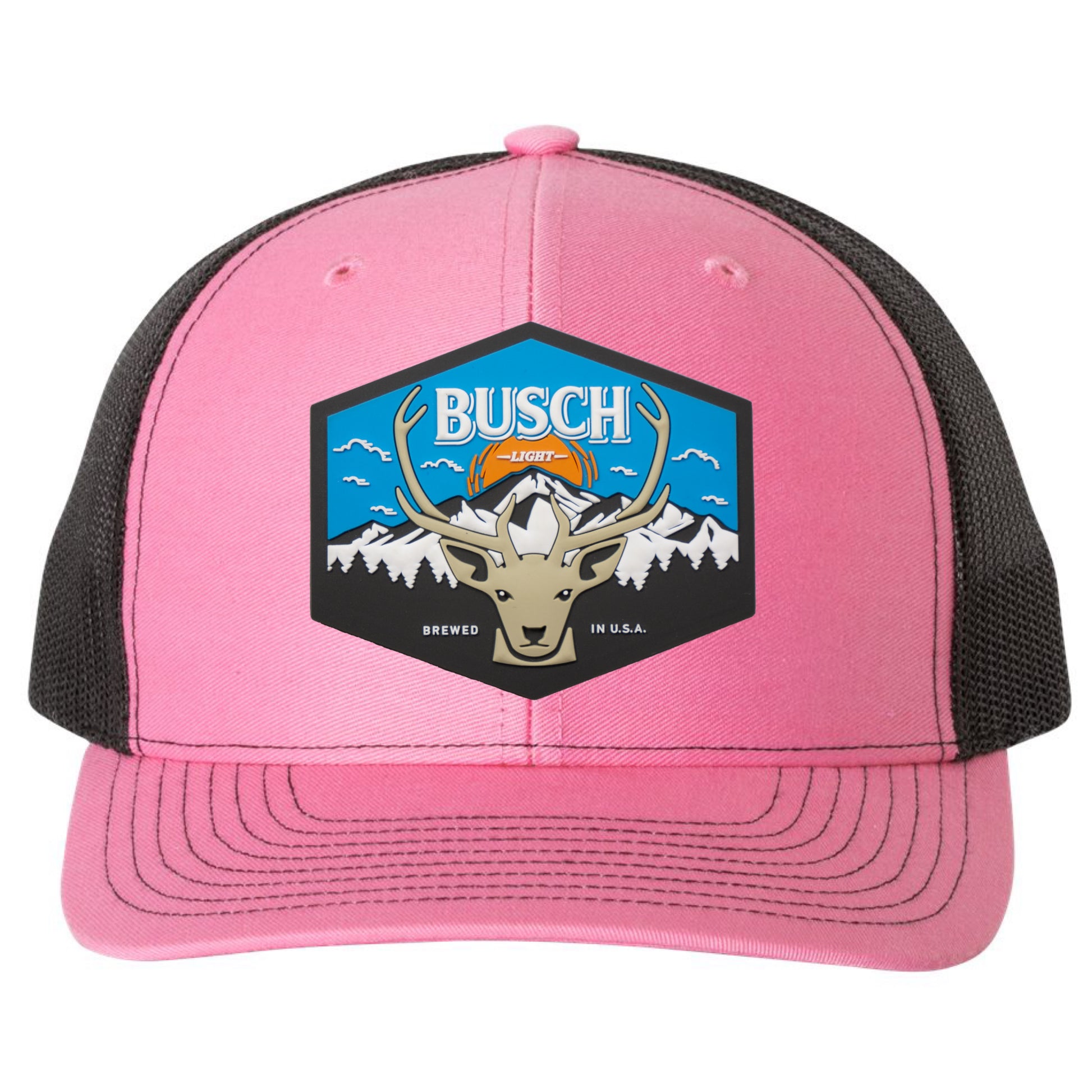 Busch Light Mountain Escape 3D Snapback Trucker Hat- Hot Pink/ Black - Ten Gallon Hat Co.