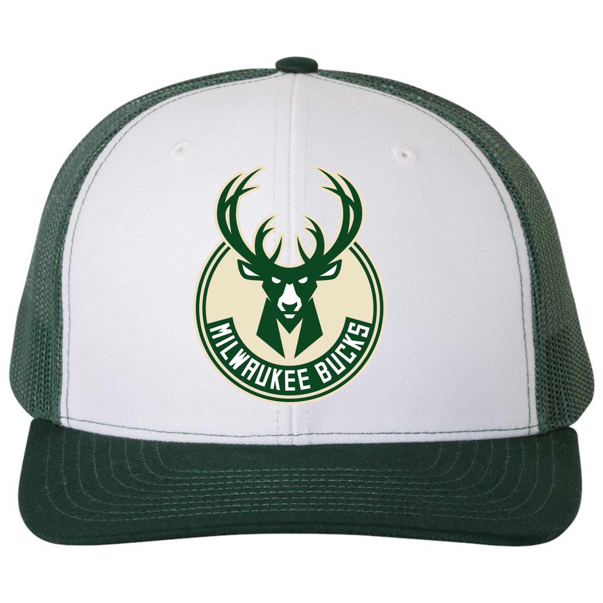 Milwaukee Bucks 3D Snapback Trucker Hat- White/ Dark Green - Ten Gallon Hat Co.