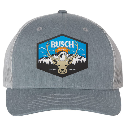 Busch Light Mountain Escape 3D PVC Patch Hat- Heather Grey/ Light Grey - Ten Gallon Hat Co.