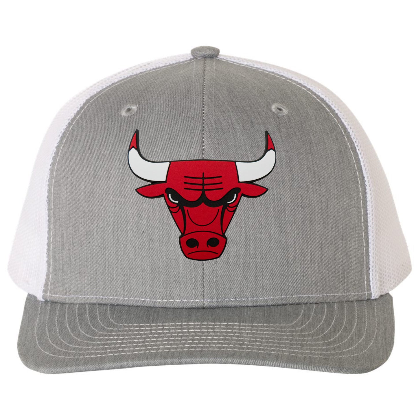 Chicago Bulls 3D PVC Patch Hat- Heather Grey/ White - Ten Gallon Hat Co.
