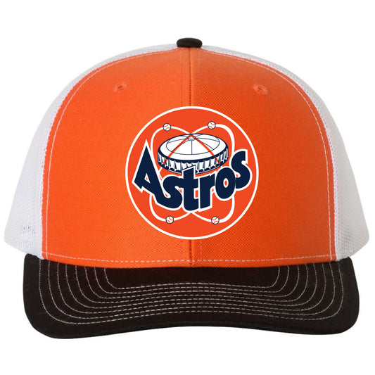Astros Retro Astrodome Classic 3D Snapback Trucker Hat- Orange/ White/ Black - Ten Gallon Hat Co.